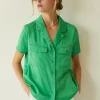 Lesli Satin Short Sleeve Shirt