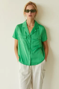 Lesli Satin Short Sleeve Shirt