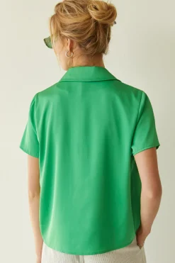 Lesli Satin Short Sleeve Shirt
