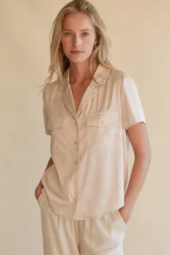 Lesli Satin Short Sleeve Shirt