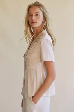 Lesli Satin Short Sleeve Shirt