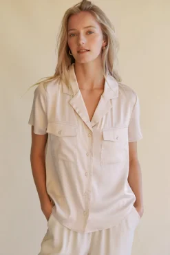 Lesli Satin Short Sleeve Shirt