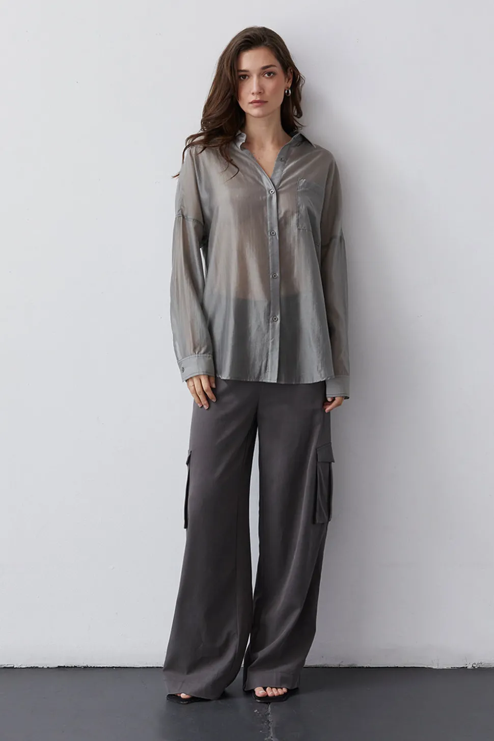 Lillian Sheer Button Up Shirt