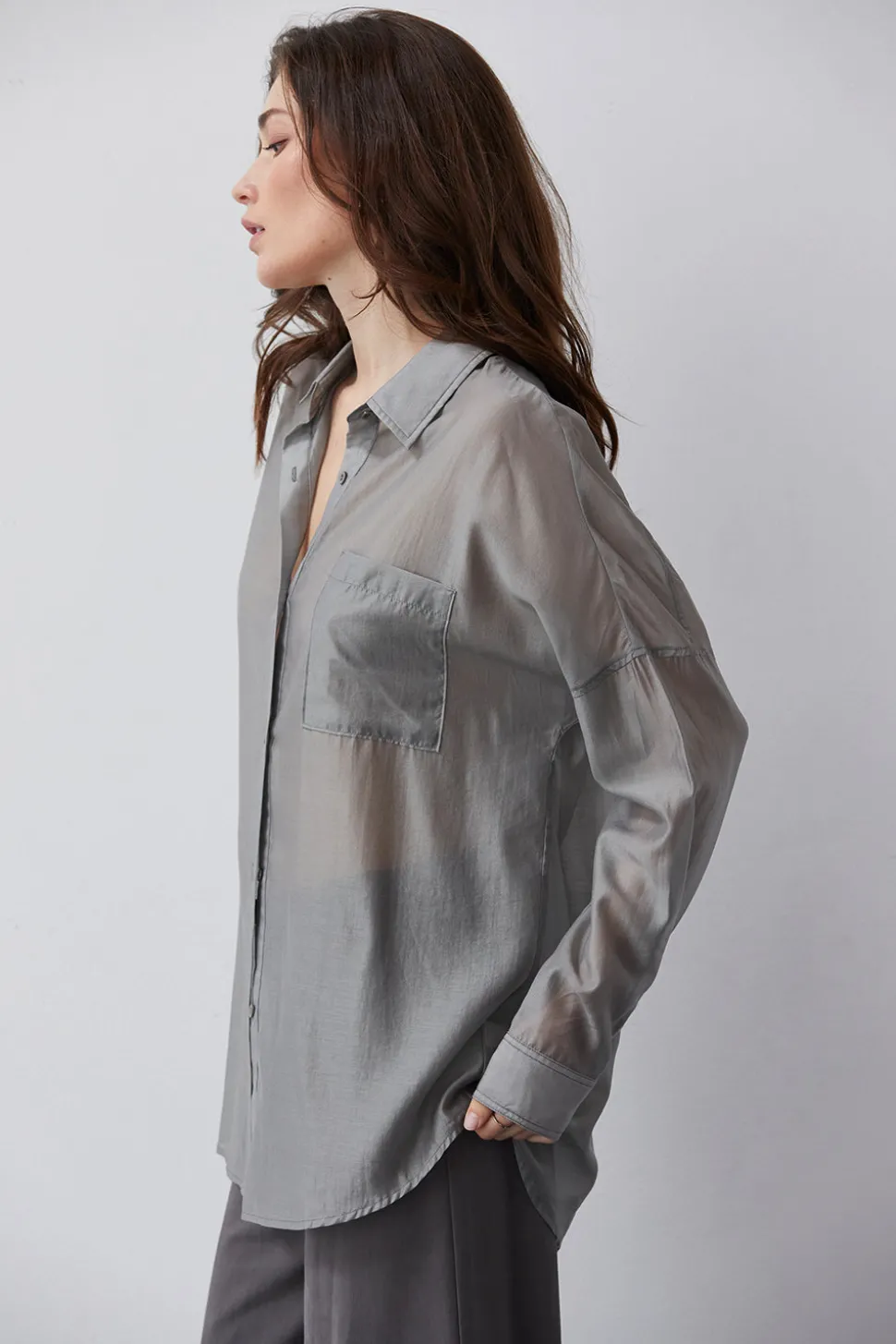 Lillian Sheer Button Up Shirt