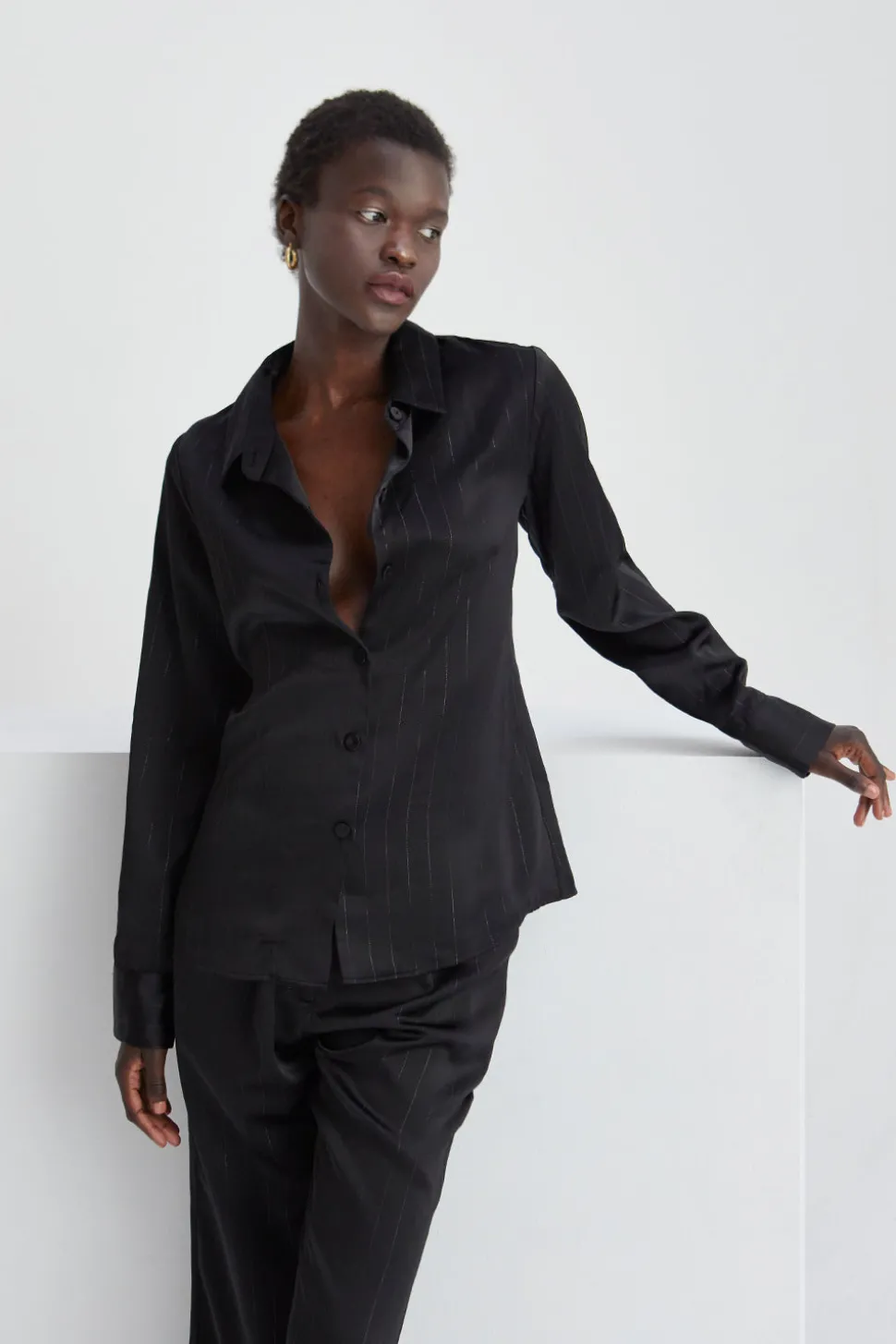Maurice Satin Pinstripe Shirt
