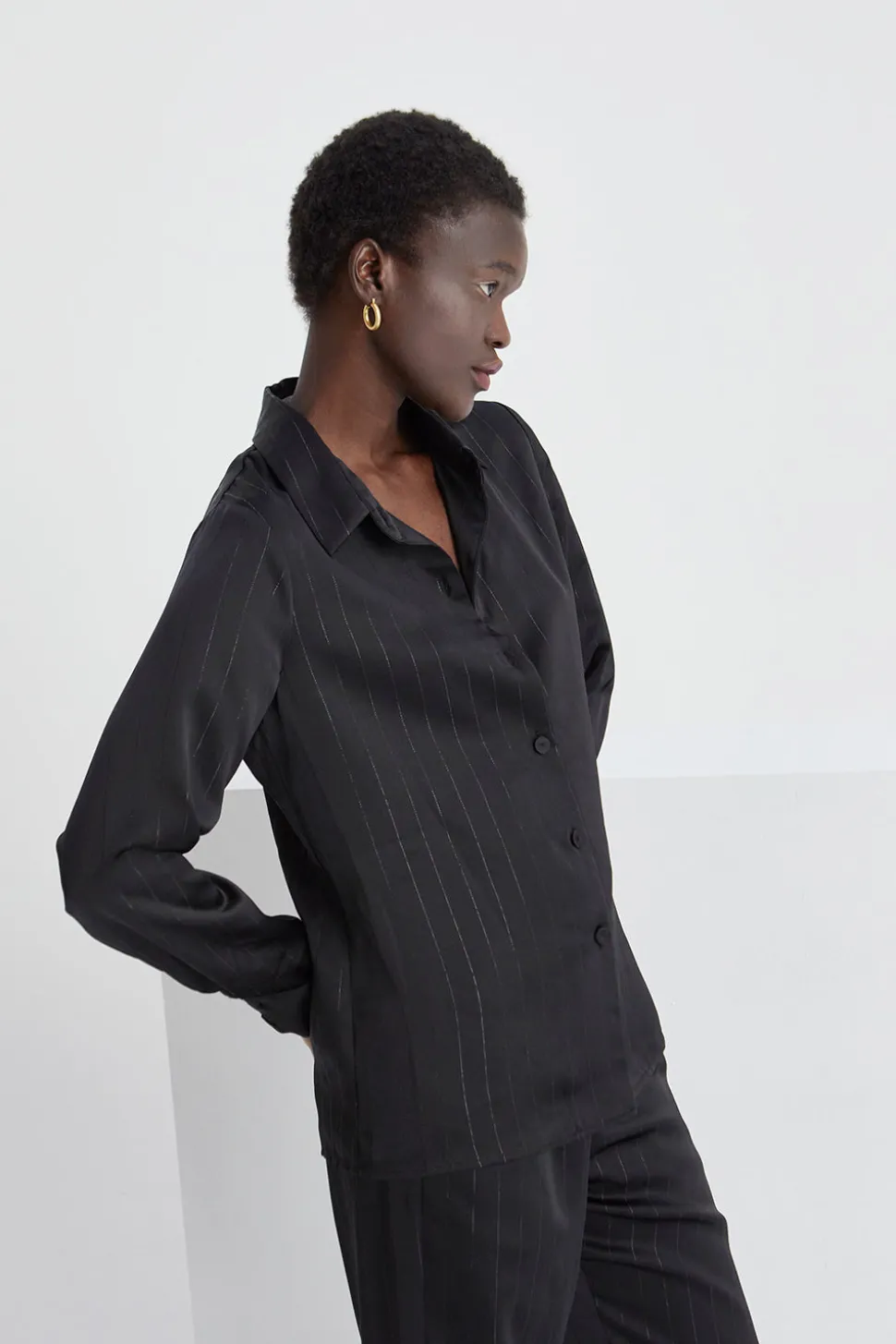 Maurice Satin Pinstripe Shirt