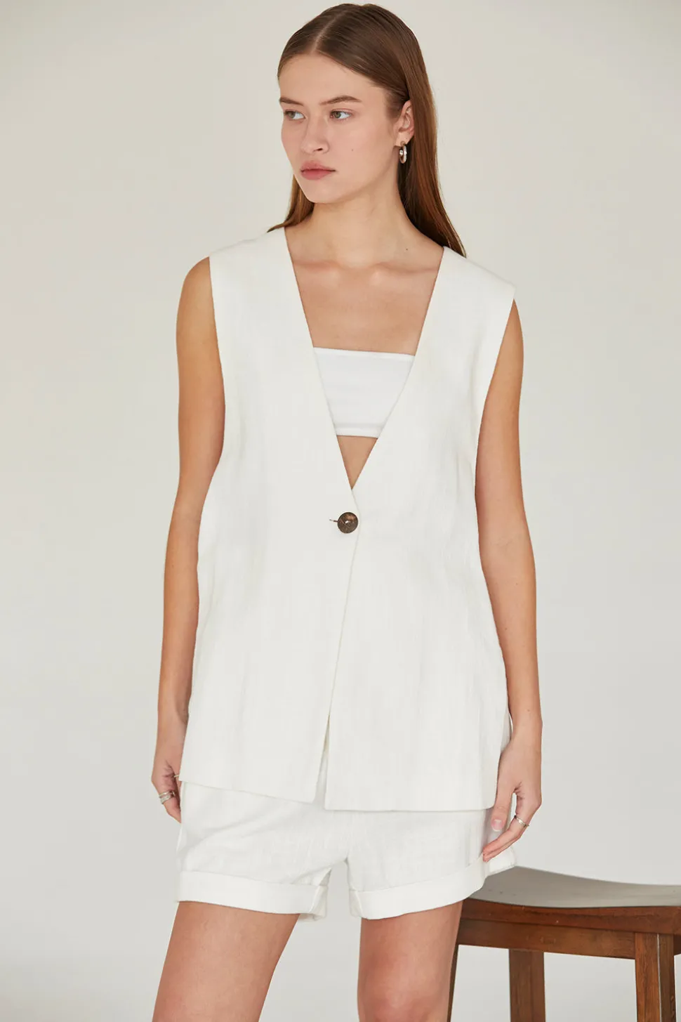 McKenna Linen Blazer Vest