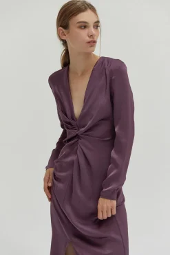 Monique Textured Satin Midi Dress