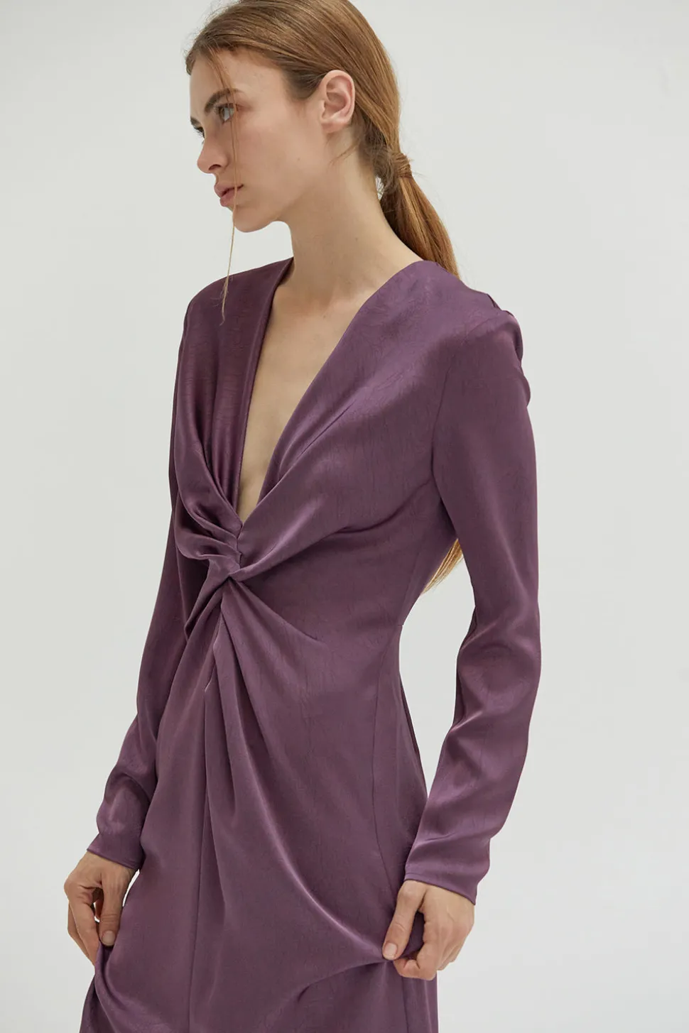 Monique Textured Satin Midi Dress