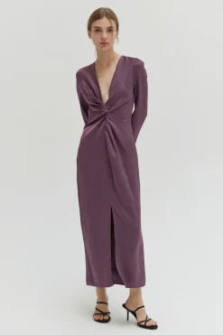 Monique Textured Satin Midi Dress