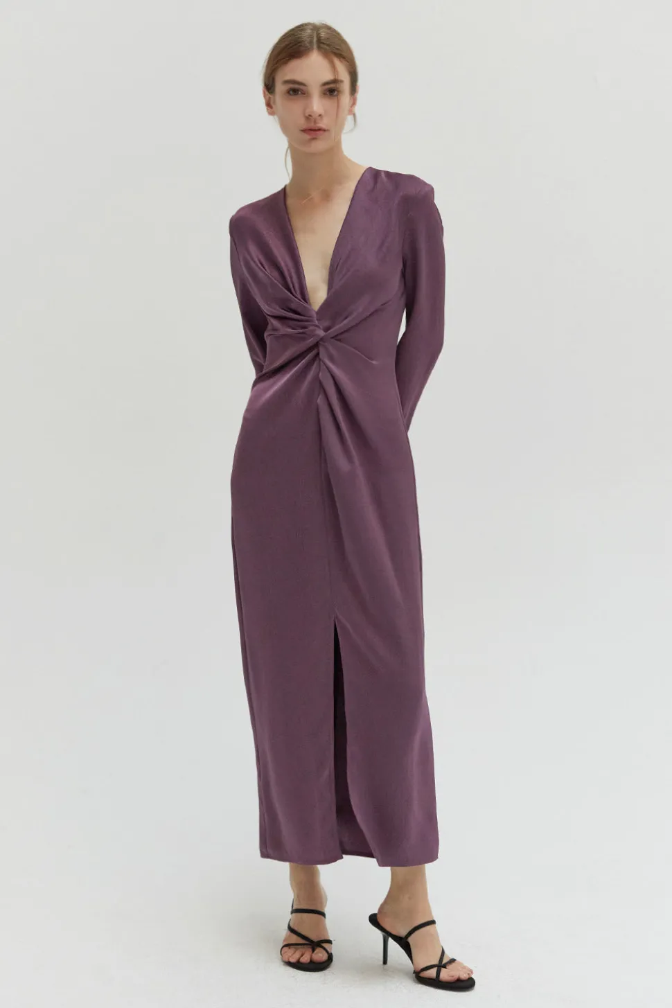 Monique Textured Satin Midi Dress