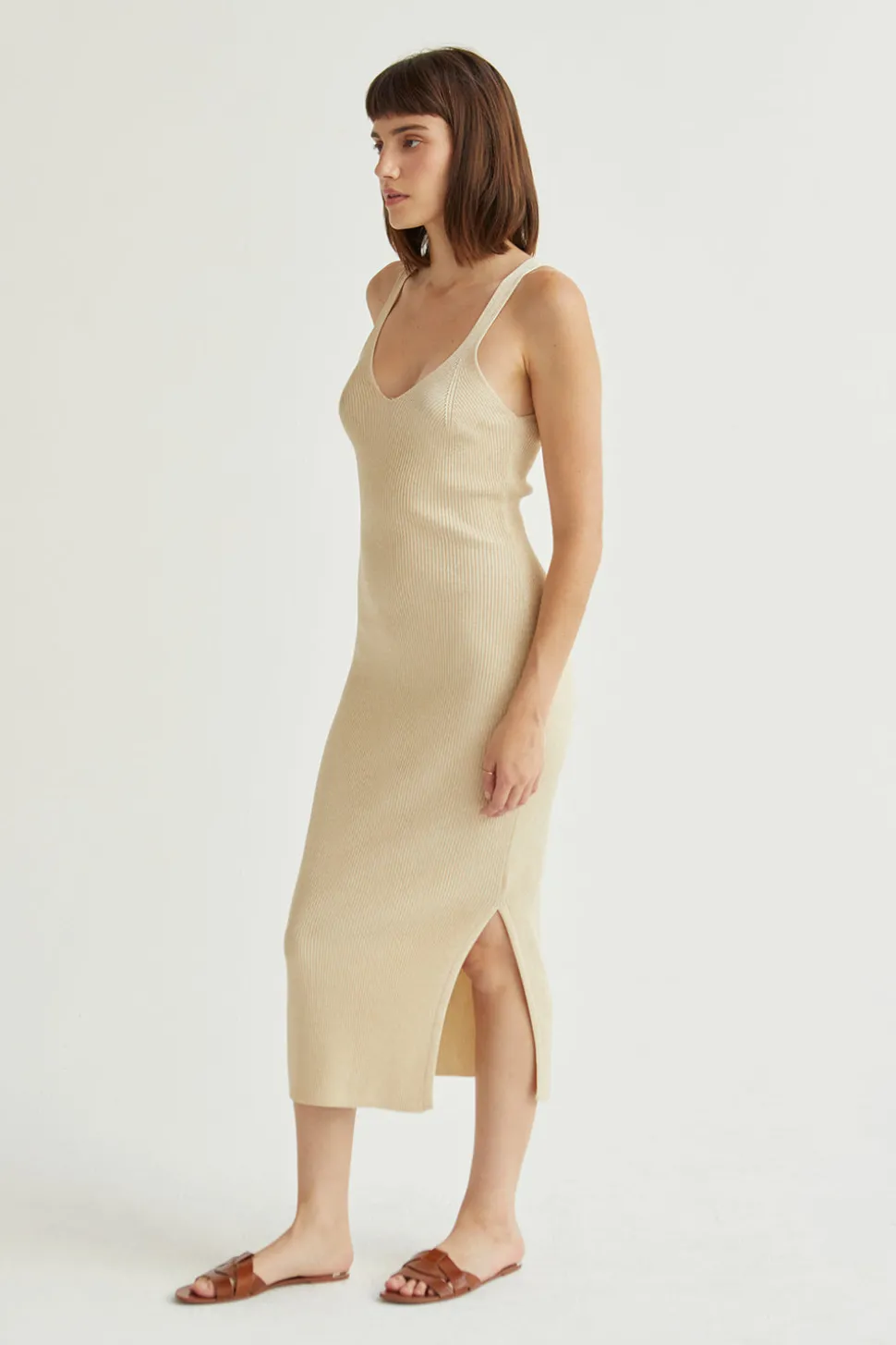 Monnie Ribbed Knit Midi Dress