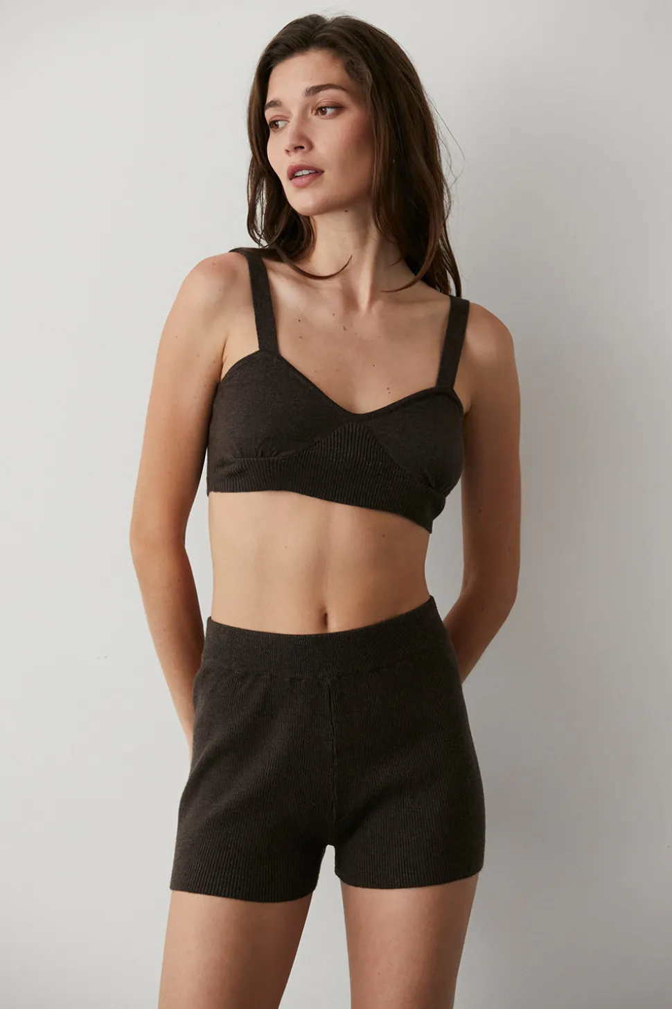Mylie Ribbed Knit Shorts Set