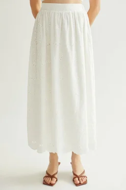 Raylene Eyelet Midi Skirt