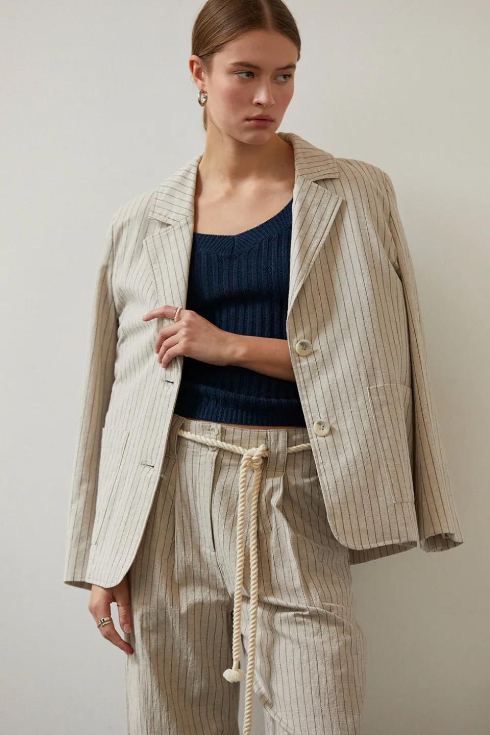 Riley Cotton Stripe Blazer