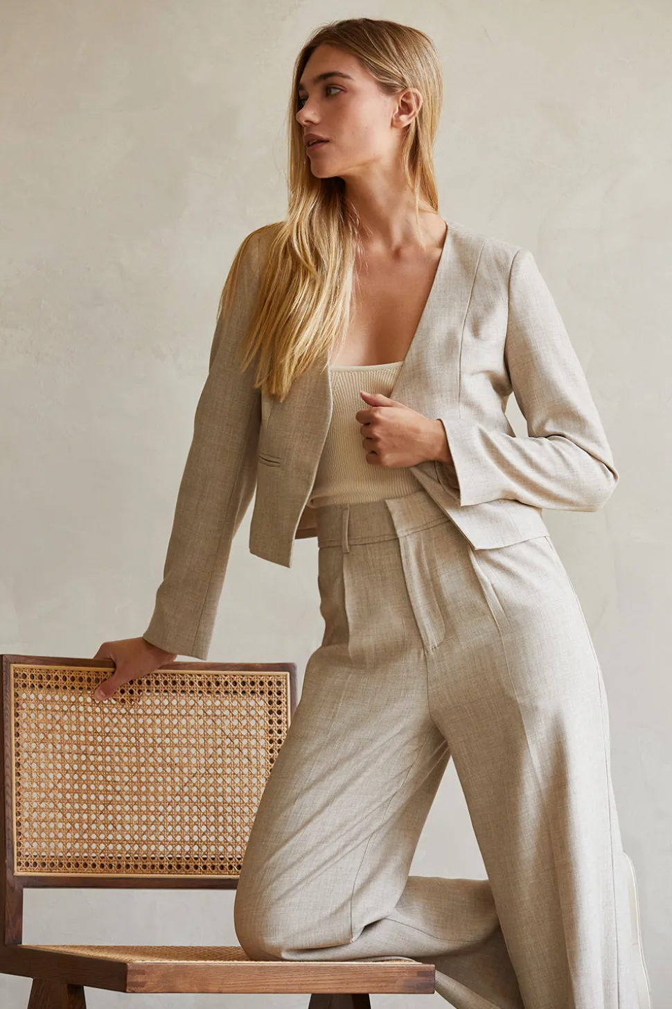 Sofia Crop Open Blazer