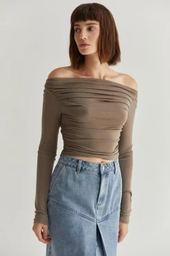 Tania Knit Top - Dark Taupe