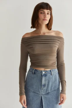 Tania Knit Top - Dark Taupe