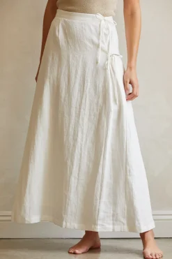 Wionna Faux Wrap Linen Maxi Skirt