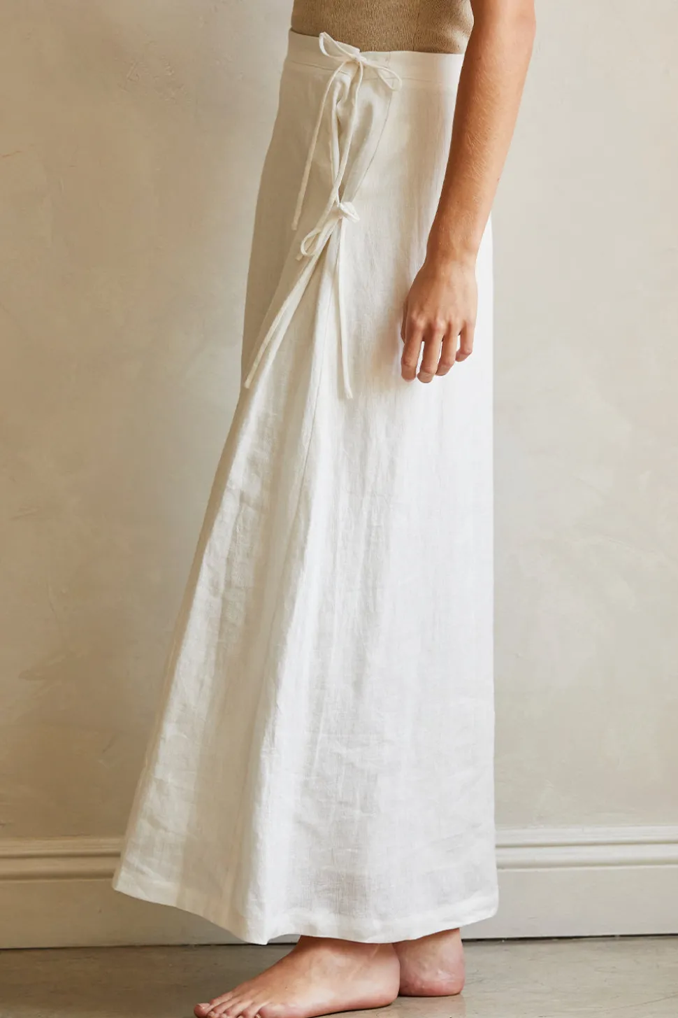 Wionna Faux Wrap Linen Maxi Skirt