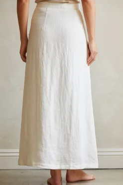Wionna Faux Wrap Linen Maxi Skirt