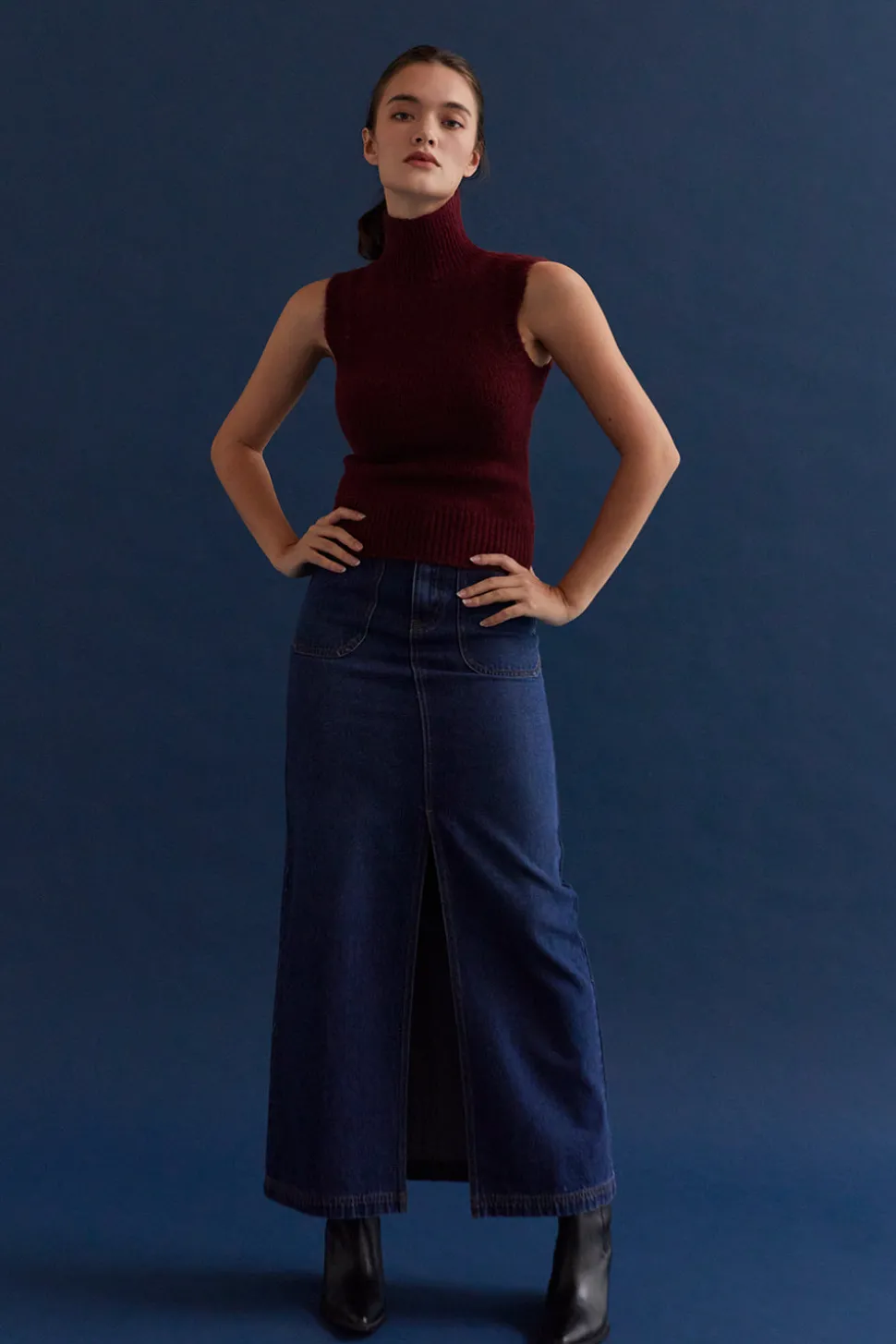 Yosira Sleeveless Turtleneck Sweater Top