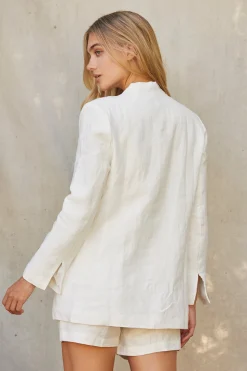 Zoey Collarless Linen Blazer