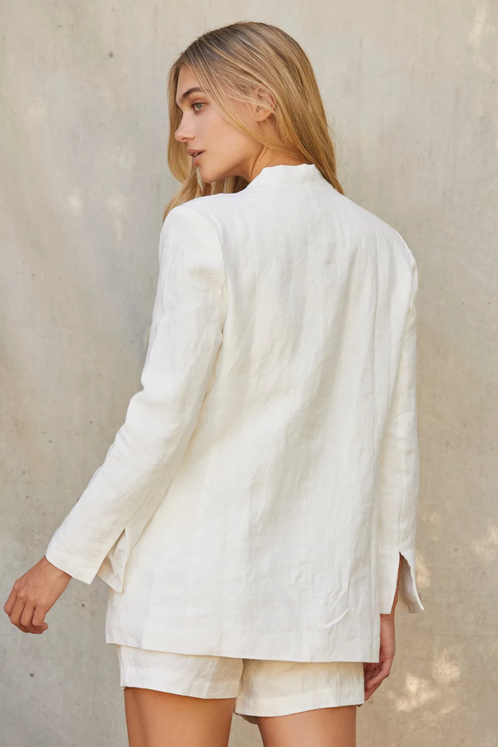 Zoey Collarless Linen Blazer